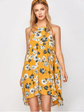 Sleeveless printed vintage dress