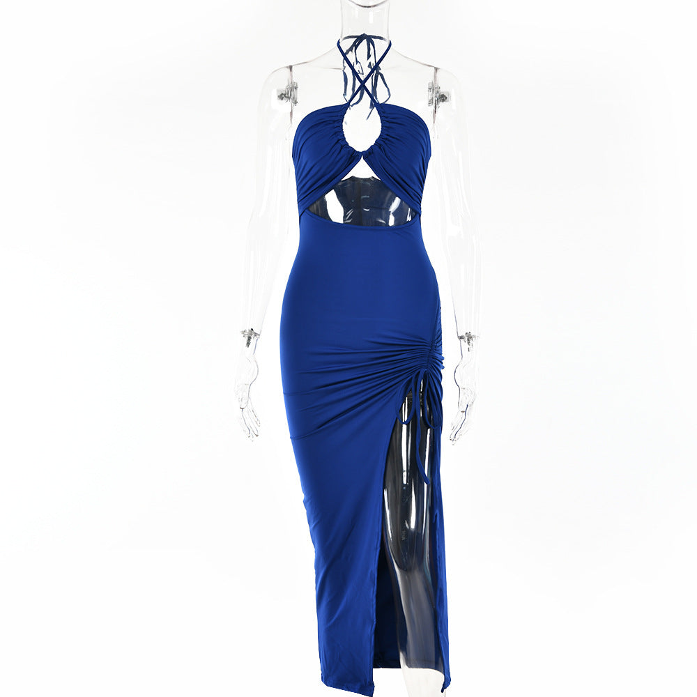 Sexy Halterneck Lace-up Split Dress Summer