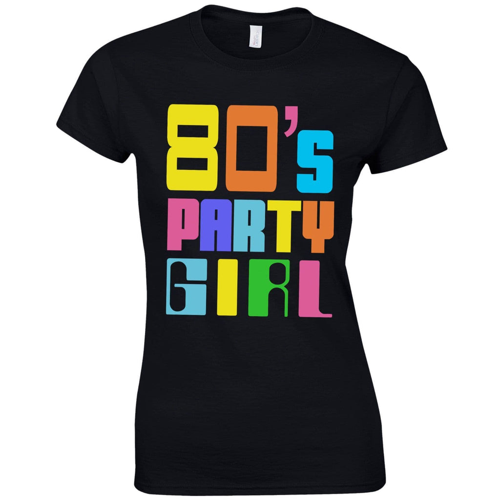 80's Party Girl Ladies Fitted T-Shirt - Retro Fancy Dress I Love Party Gift Top
