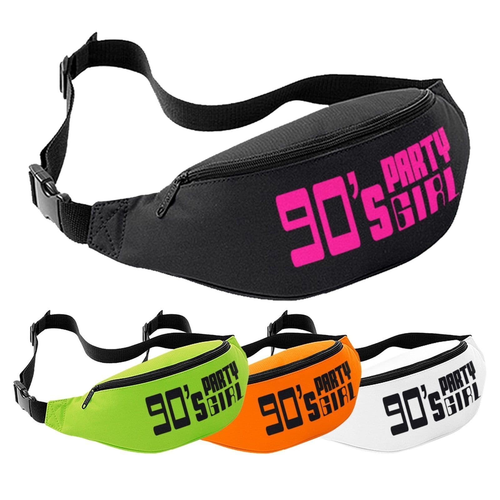 90's Party Girl Bum Bag - 90s Fancy Dress 1990 Neon I Love 2 Festival Pack Waist