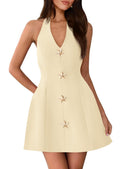 Elegant Halter V-Neck Sleeveless A-Line Mini Womens Short Party Gown
