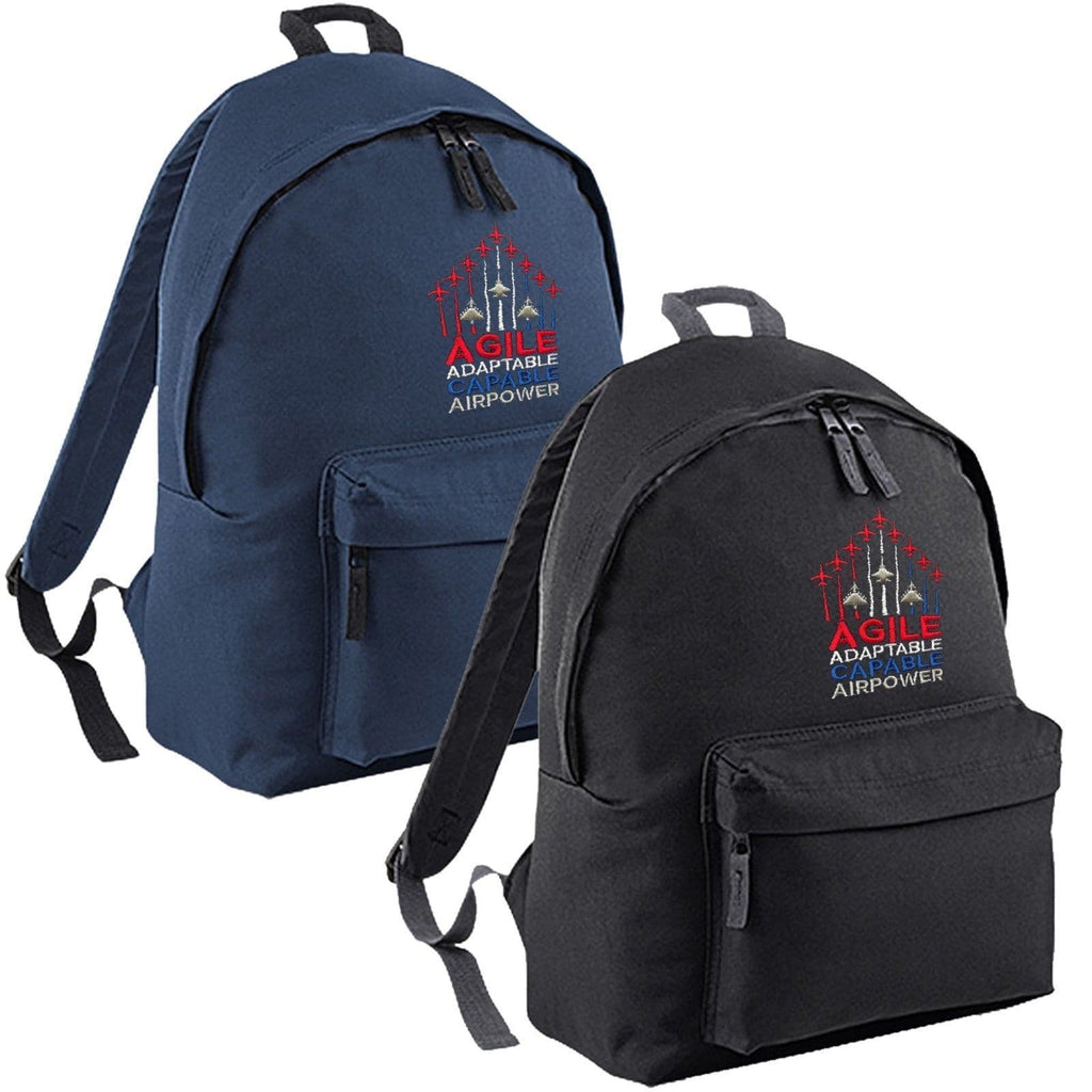 Agile Adaptable Capable Airpower Aircraft Embroidered Red Arrows Backpack