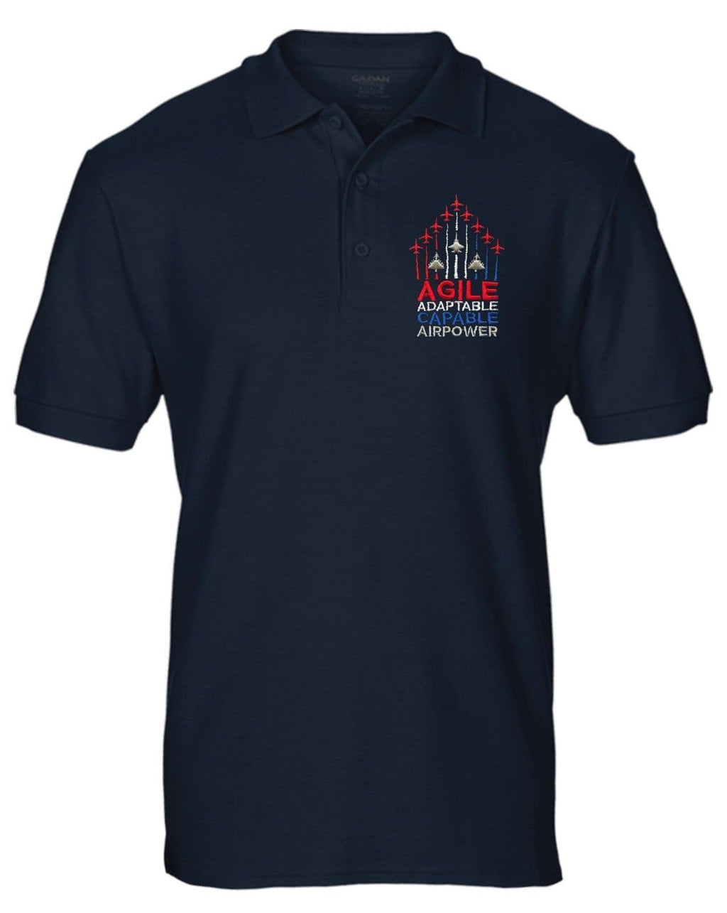 Agile Adaptable Capable Airpower Aircraft Embroidered Red Arrows Polo T-shirt