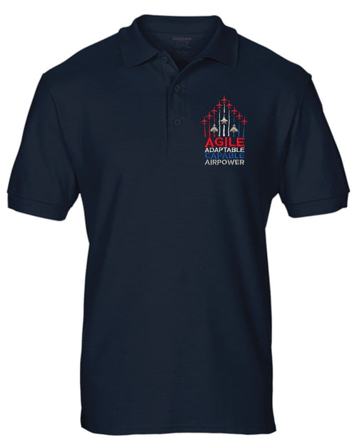 Agile Adaptable Capable Airpower Aircraft Embroidered Red Arrows Polo T-shirt