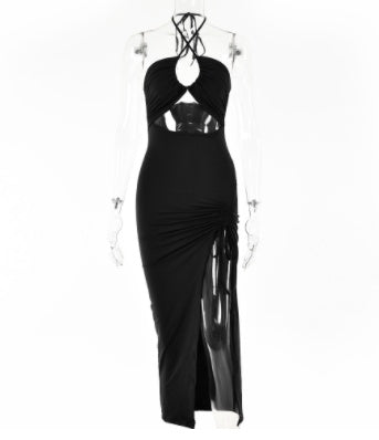 Sexy Halterneck Lace-up Split Dress Summer