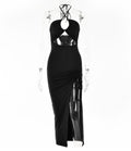 Sexy Halterneck Lace-up Split Dress Summer