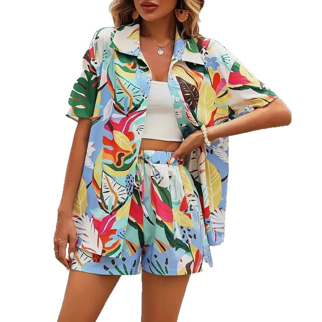 New Resort-style Womens Printed Outfit Set