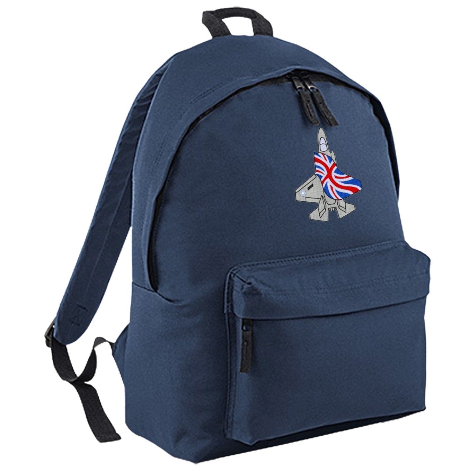 F-35 Fighter Union Jack Flag Flying Embroidered Aircraft UK Backpack