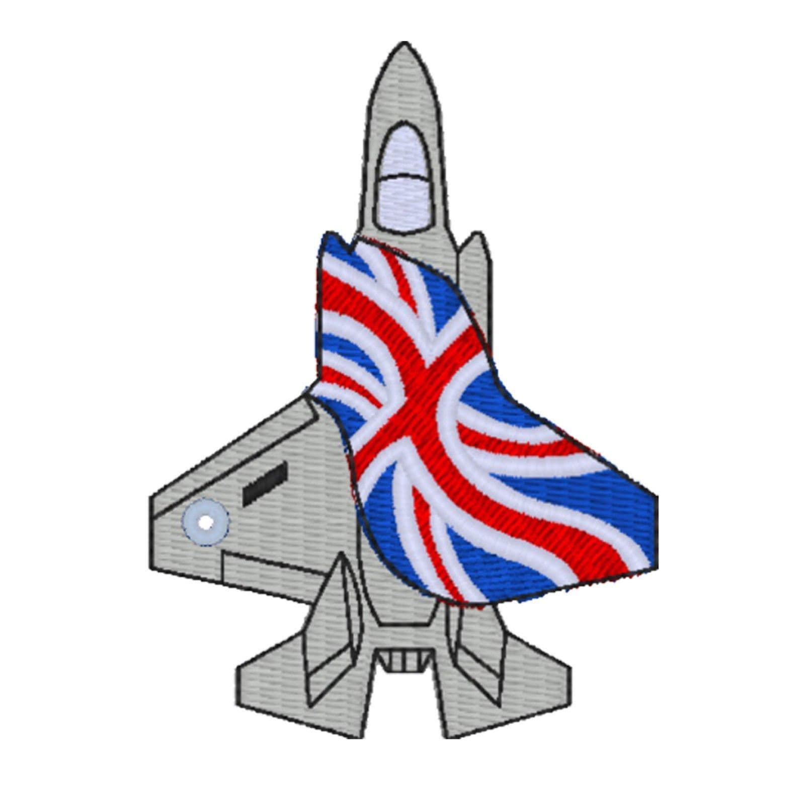 F-35 Fighter Union Jack Flag Flying Embroidered Aircraft UK Polo T-shirt S-3XL