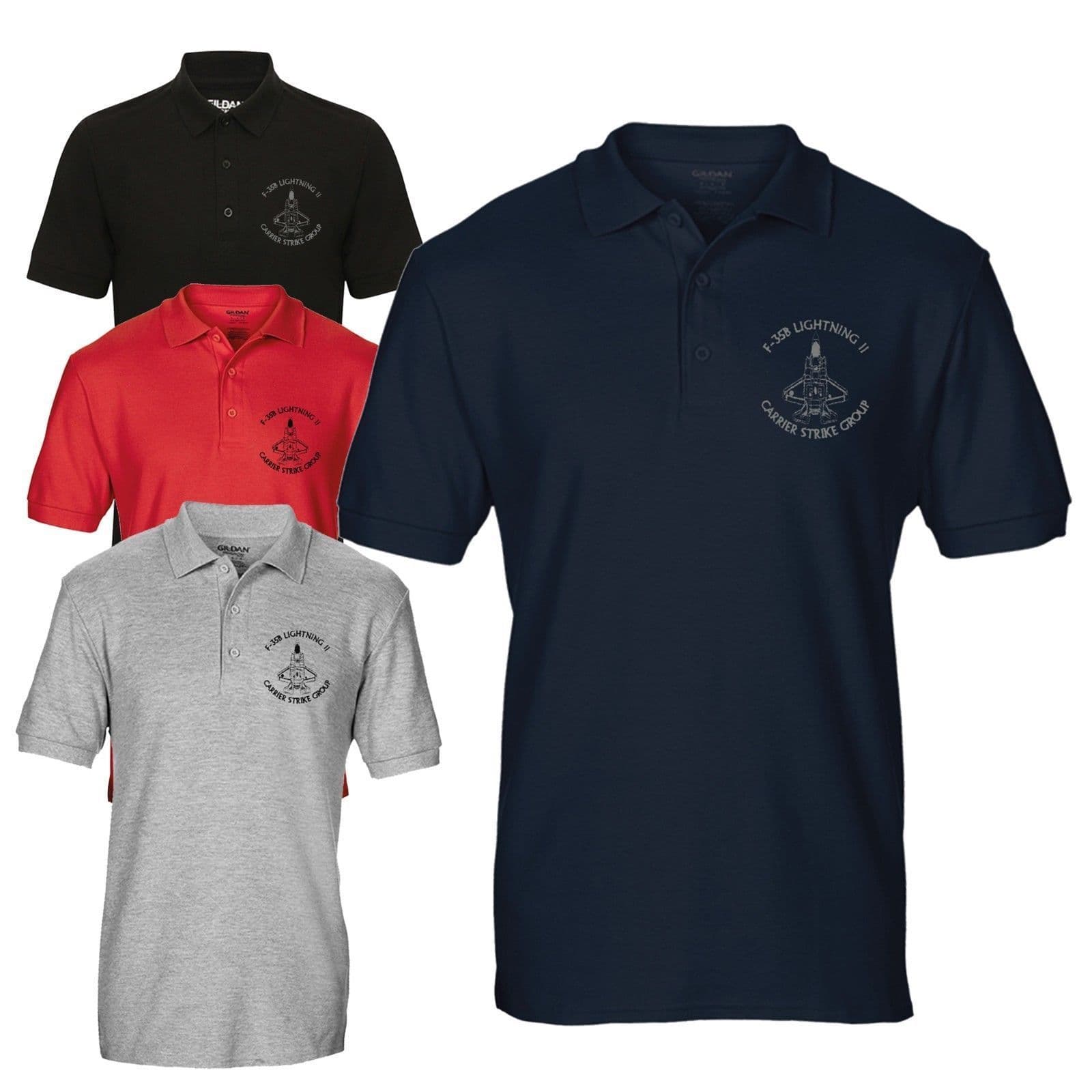 F-35B Lightning II Carrier Strike Group F35 Aircraft Embroidered Polo T-shirt