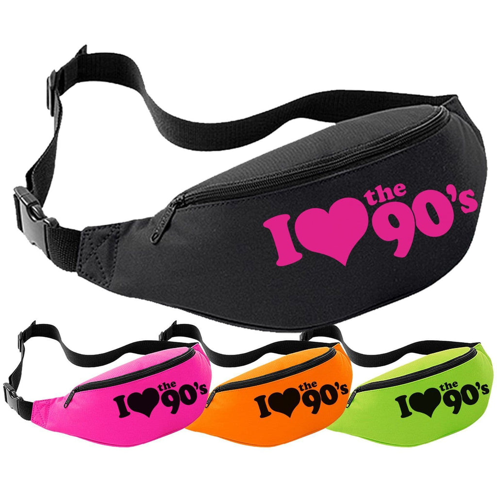 I Love The 1990s Bum Bag - Retro 90's Fancy Dress Neon Party Festival Pack Waist