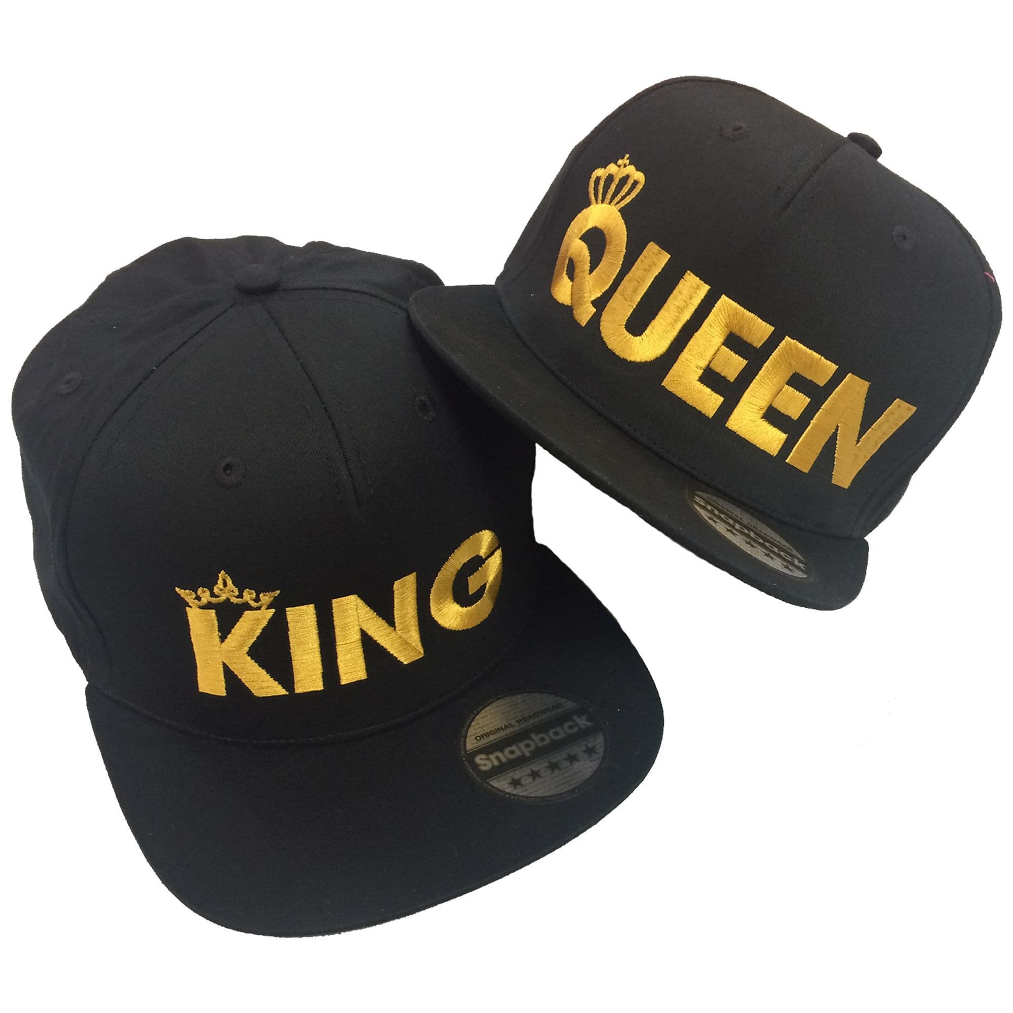 King Queen Pair Embroidered Rapper Cap Set