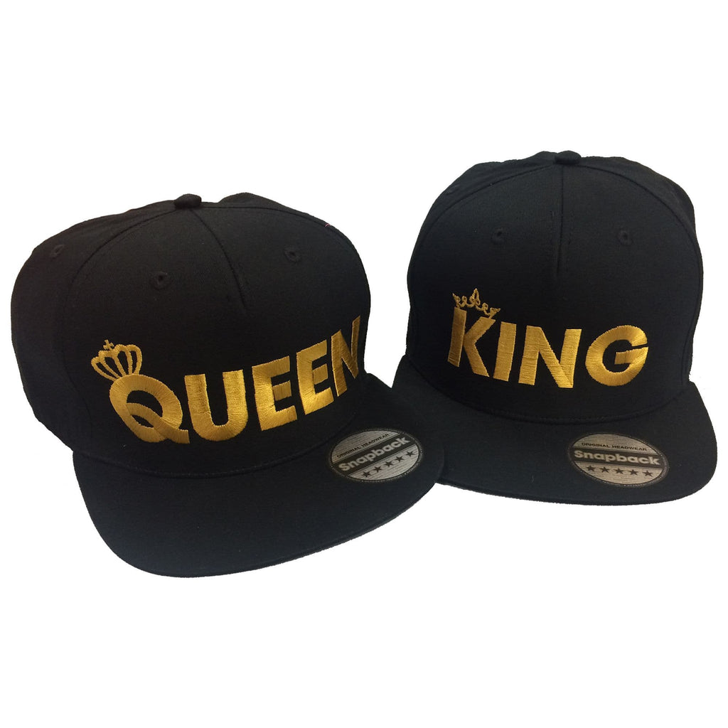 King Queen Pair Embroidered Rapper Cap Set