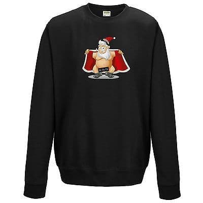 Naughty Santa Flashing Ho Ho Ho Sweatshirt Funny Rude Christmas Gift Joke Jumper