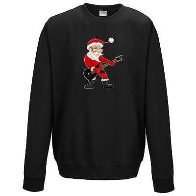 Rock Star Santa Sweatshirt - Funny Father Christmas Rocking Claus Gift Jumper
