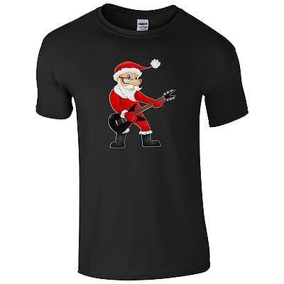 Rock Star Santa T-Shirt - Funny Father Christmas Rocking Claus Gift Kids Men Top