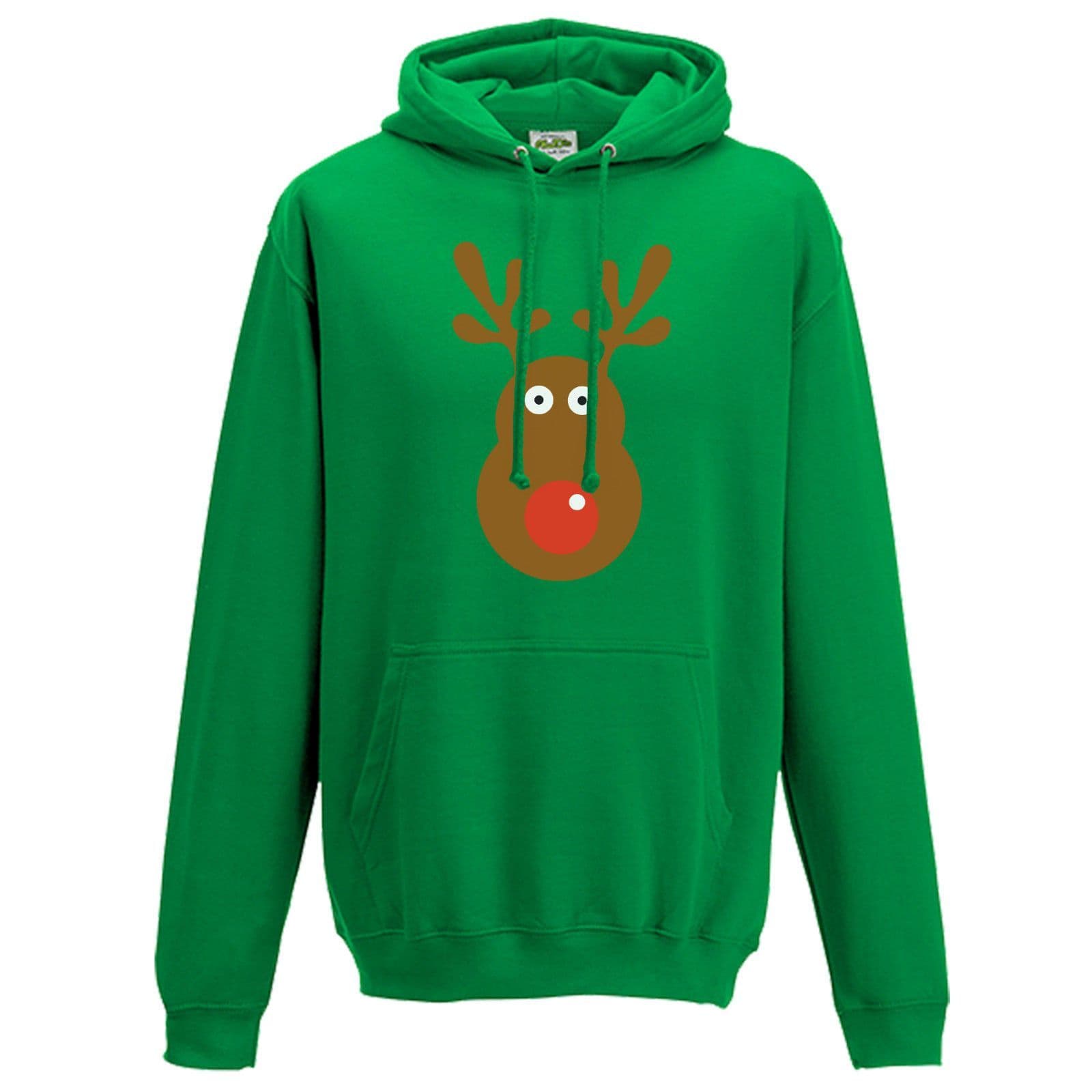 Rudolph Reindeer Face Hoodie - Christmas Retro Rudolf Xmas Gift Unisex Hoody Top