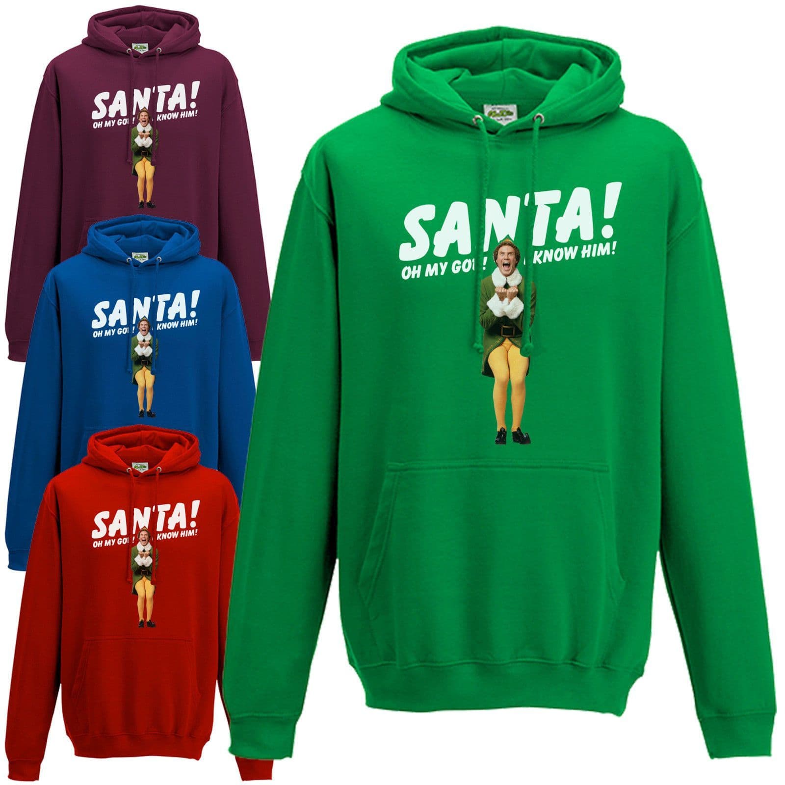 SANTA! I KNOW HIM! Hoodie Funny Buddy The Elf Inspired Christmas Gift Hoody Top