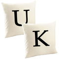 Single Letter Printed Natural Cushion Cover Pillow Case - Alphabet A-Z Initials