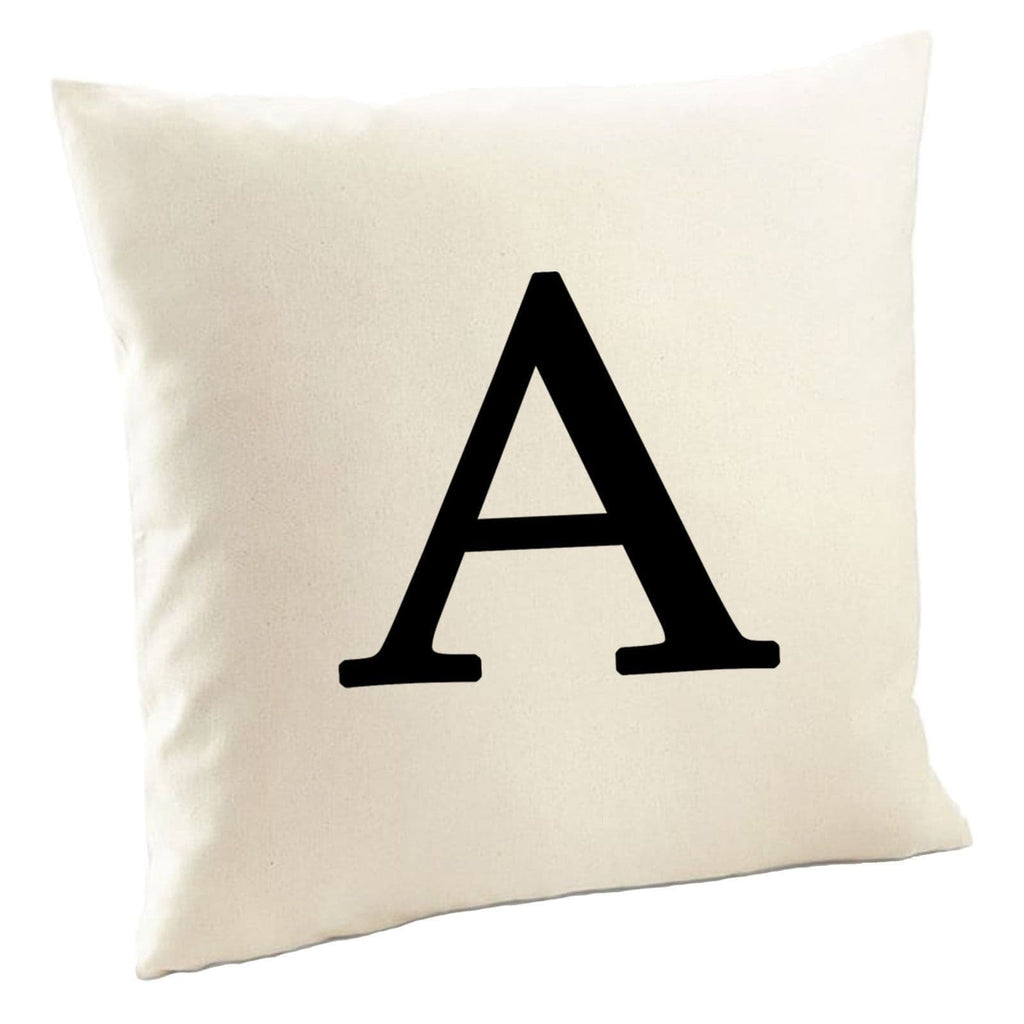 Single Letter Printed Natural Cushion Cover Pillow Case - Alphabet A-Z Initials