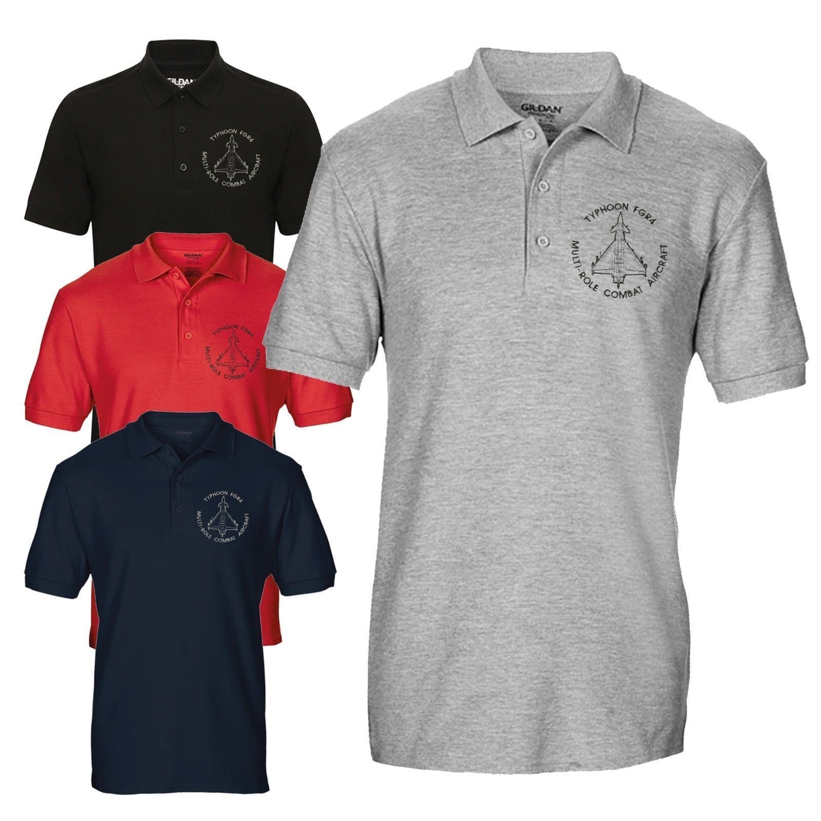 Tyhoon FGR4 RAF Multi-role Combat Aircraft Embroidered Blueprint Polo T-shirt