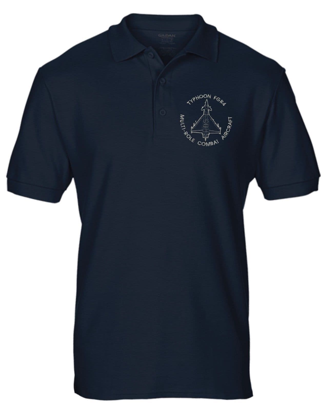 Tyhoon FGR4 RAF Multi-role Combat Aircraft Embroidered Blueprint Polo T-shirt